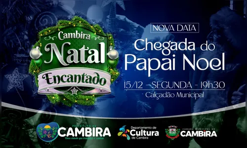 Chegada do Papai Noel em Cambira é adiada para segunda-feira (15)