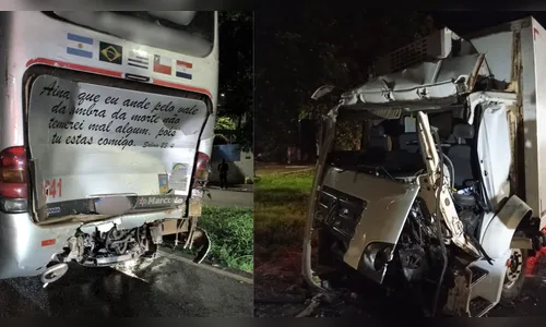 Caminhão e ônibus de Apucarana colidem em grave acidente na PR-137