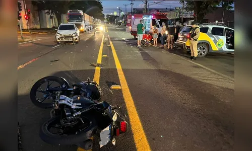 Motociclista fica ferido após ser atingido por Saveiro em Apucarana