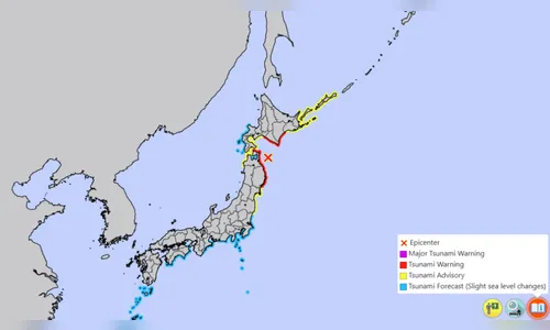Governo do Japão faz alerta de tsunami após terremoto de magnitude 7,6