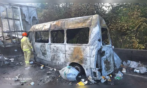Motorista usa faca e salva 15 de van em chamas após acidente na BR-376