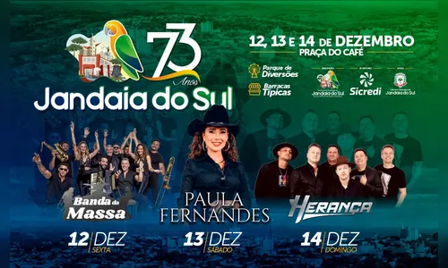 Jandaia do Sul celebra 73 anos com três dias de festa na Praça do Café