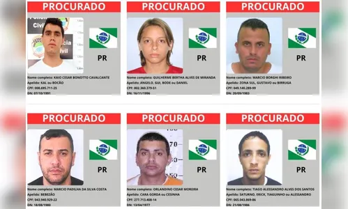 Bocão, Bebezão e Cara Gorda: veja a lista dos criminosos mais procurados do PR