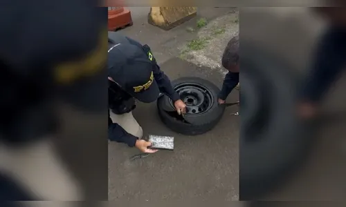 PRF apreende 27 iPhones 17 escondidos dentro de estepe de Renegade