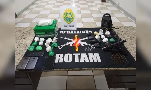 Rotam apreende 8 kg de drogas e pistola 9mm em casa no Sumatra