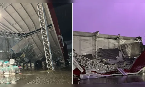 Tempestade com suspeita de microexplosão derruba fábrica em SC; veja