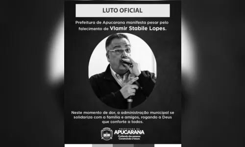 Prefeitura decreta luto oficial de 3 dias pela morte de Vlamir Stabile