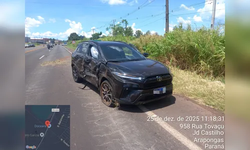 Idoso fica ferido após colisão lateral na PR-444, em Arapongas