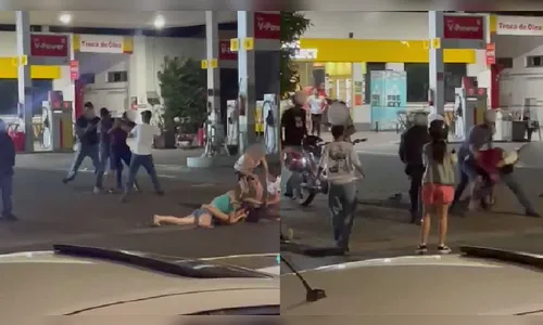 Vídeo mostra briga generalizada em posto de combustíveis em cidade da região