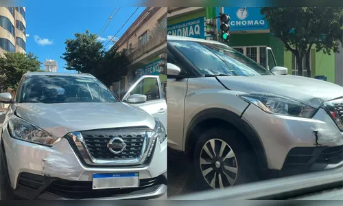 Batida entre carros é registrada no centro de Apucarana neste domingo