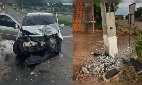 Motorista fica gravemente ferido após perder o controle e colidir contra poste
