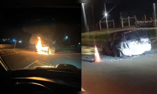 Carro com placas de Califórnia é encontrado em chamas em Marilândia do Sul
