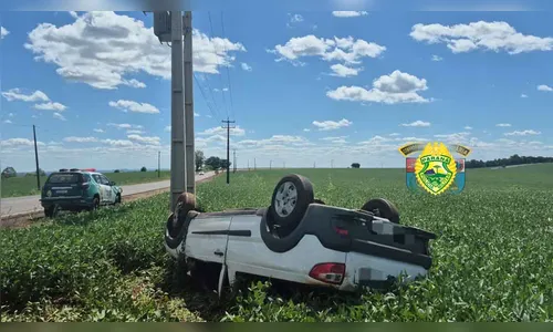 Capotamento deixa dois feridos na PR-082 em São João do Ivaí