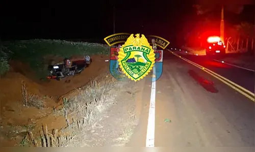 Capotamento deixa três feridos na PR-848, em Ariranha do Ivaí