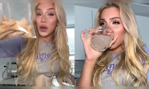 Influenciadora retira as costelas e bebe caldo dos próprios ossos; veja vídeo