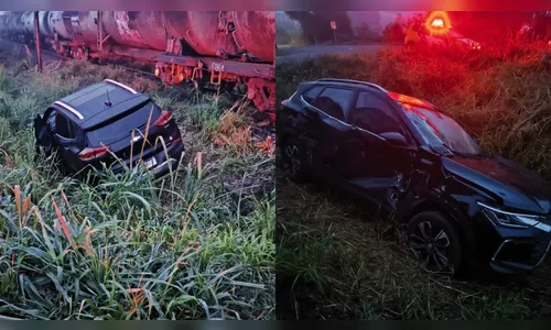 Carro da Prefeitura de Cambira é atingido por trem na madrugada