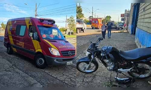 Motociclista fica ferida após batida em cruzamento de Apucarana