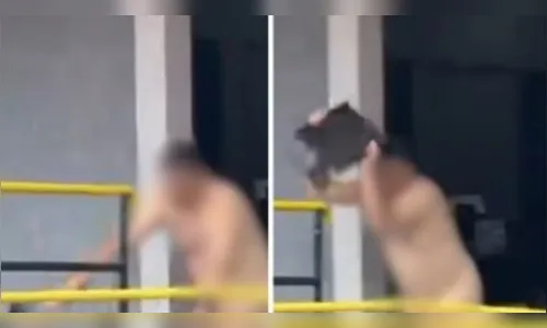 Homem pelado quebra computador de faculdade em ato de vandalismo; veja vídeo