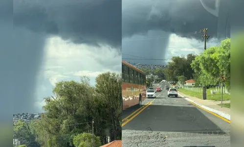 Céu fica dividido por “cortina de chuva” no Paraná e impressiona moradores