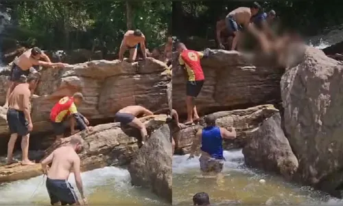 Criança morre após ficar com pé preso em fenda de cachoeira