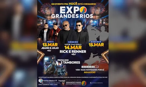 Expo Grandes Rios 2026 terá show de Rick & Renner; veja a programação