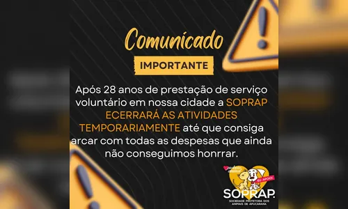 Soprap anuncia supensão de atividades e pede cumprimento de TAC em Apucarana