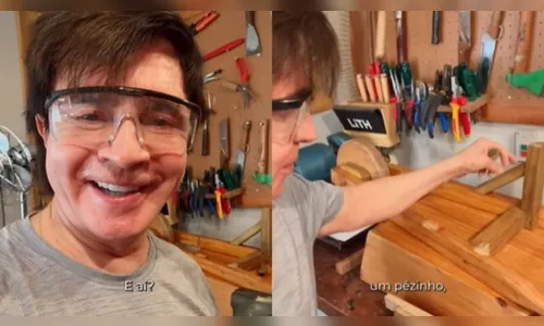 Xororó mostra lado “vovô raiz” e constrói brinquedo de madeira para os netos; veja vídeo