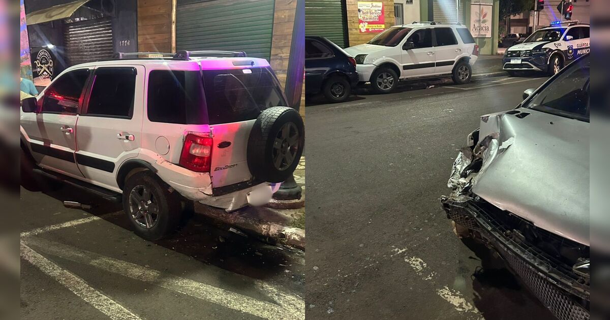Motorista embriagado bate em dois carros no centro de Apucarana