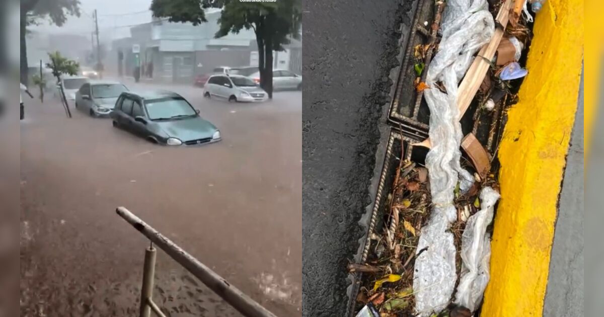 Lixo causou novo alagamento em frente à UPA de Apucarana, diz Prefeitura