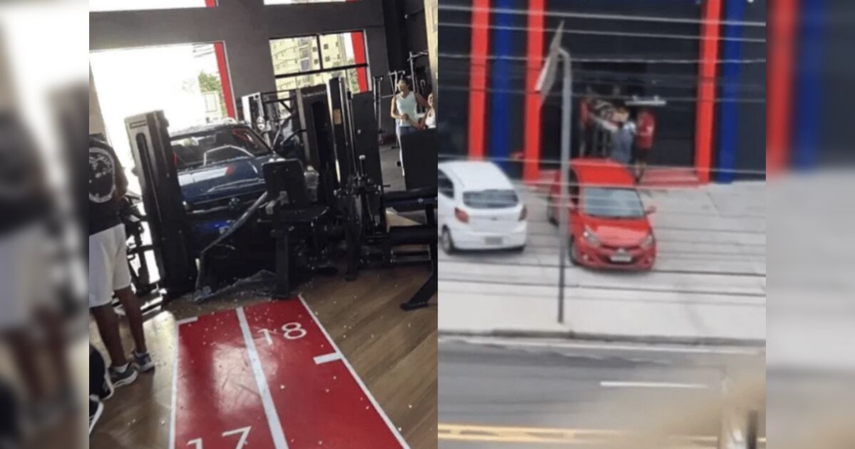 Carro invade academia e deixa duas pessoas feridas; aluna está entre as vítimas