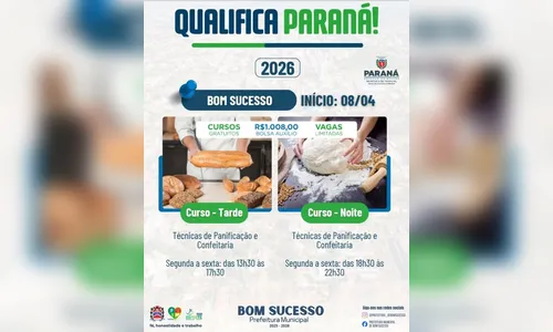 Bom Sucesso abre inscrições para curso gratuito de Panificação com bolsa-auxílio