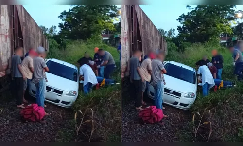 Carro é atingido por trem em Marilândia do Sul e mulher fica ferida