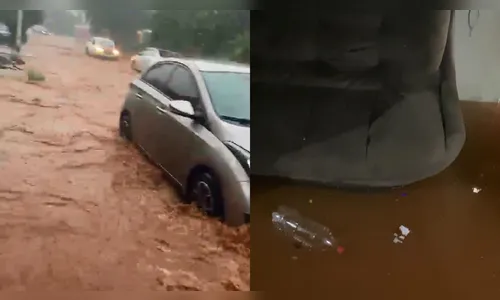 'Virou um mar', diz moradora ao mostrar rua alagada durante chuva em Apucarana