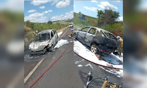 Pane mecânica causa incêndio em veículo na PR-444 em Apucarana