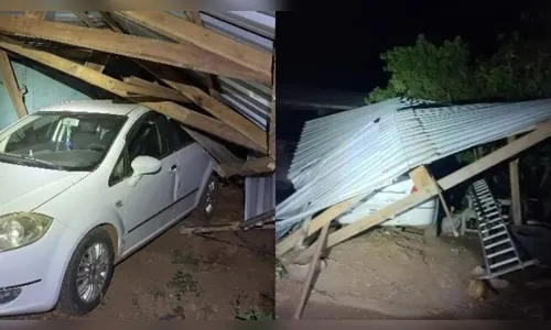 Homem usa trator para derrubar garagem sobre carro da esposa em SC