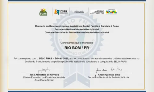 Rio Bom conquista o Selo FNAS 2025, reconhecimento nacional na área de assistência social