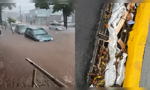 Lixo causou novo alagamento em frente à UPA de Apucarana, diz Prefeitura