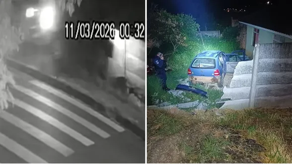 Em fuga da Guarda Municipal, motorista destrói muro e invade terreno no PR