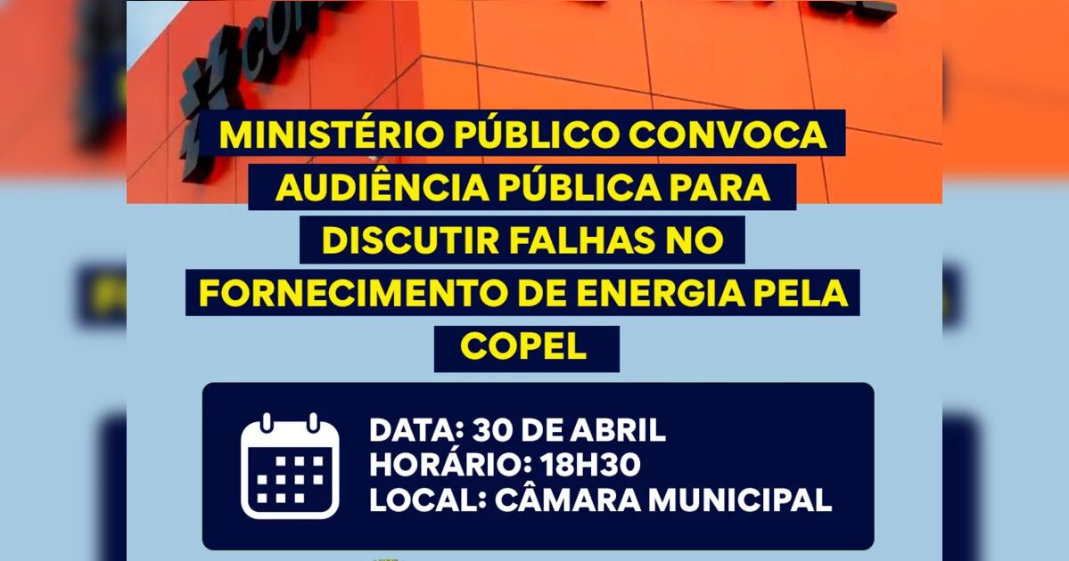 Ministério Público convoca audiência para discutir falhas da Copel em Rio Bom