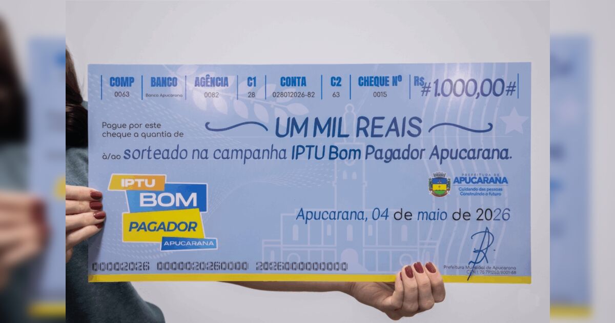 Apucarana premia mais cinco contribuintes na campanha IPTU Bom Pagador