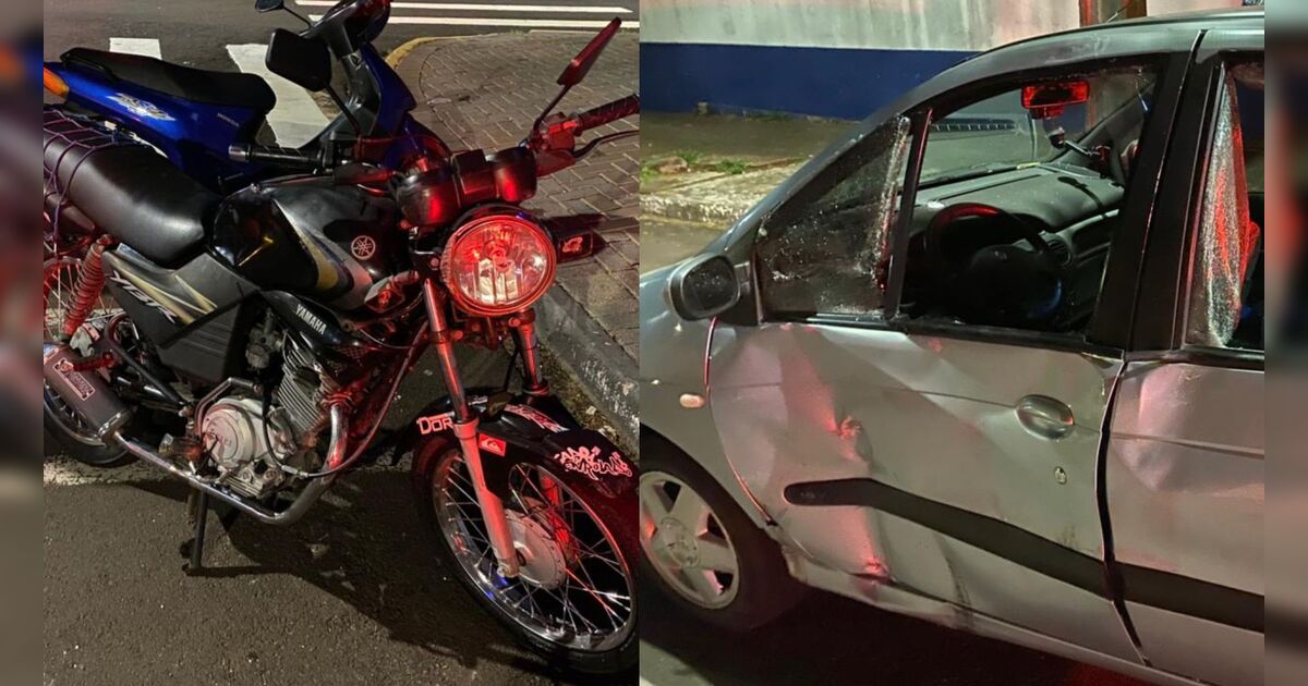 Colisão entre carro e moto deixa dois feridos em Apucarana