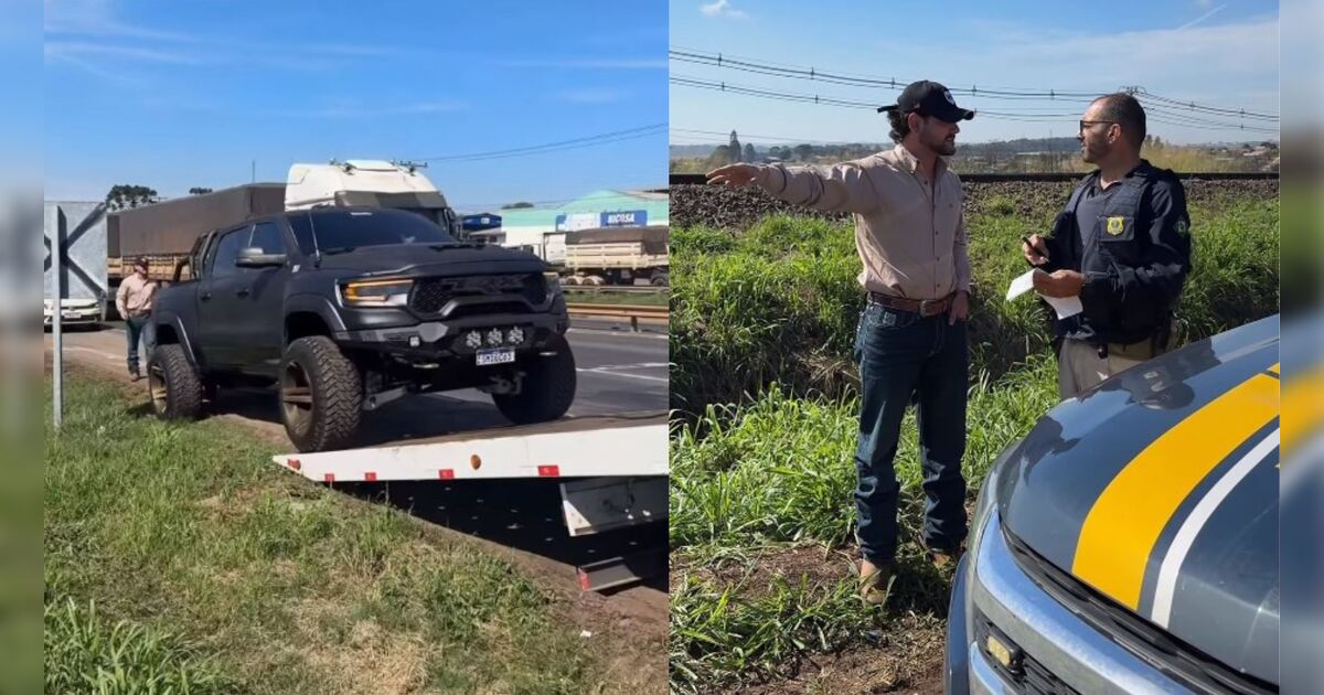 Influenciador famoso é pego pela PRF dirigindo sem CNH no PR; caminhonete de luxo foi apreendida