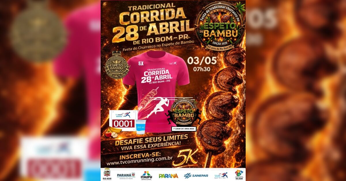 Corrida de Rio Bom tem inscrições abertas até 29 de abril