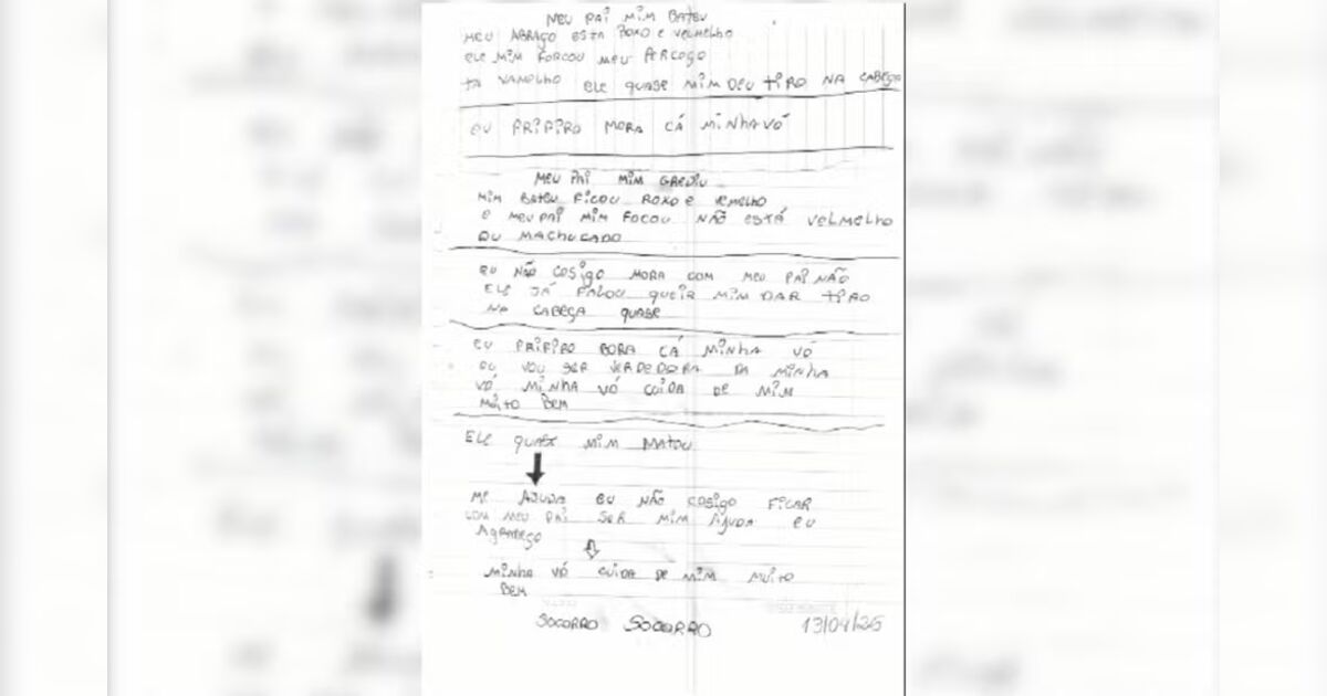 Adolescente denuncia violência do pai em bilhete para colega: 