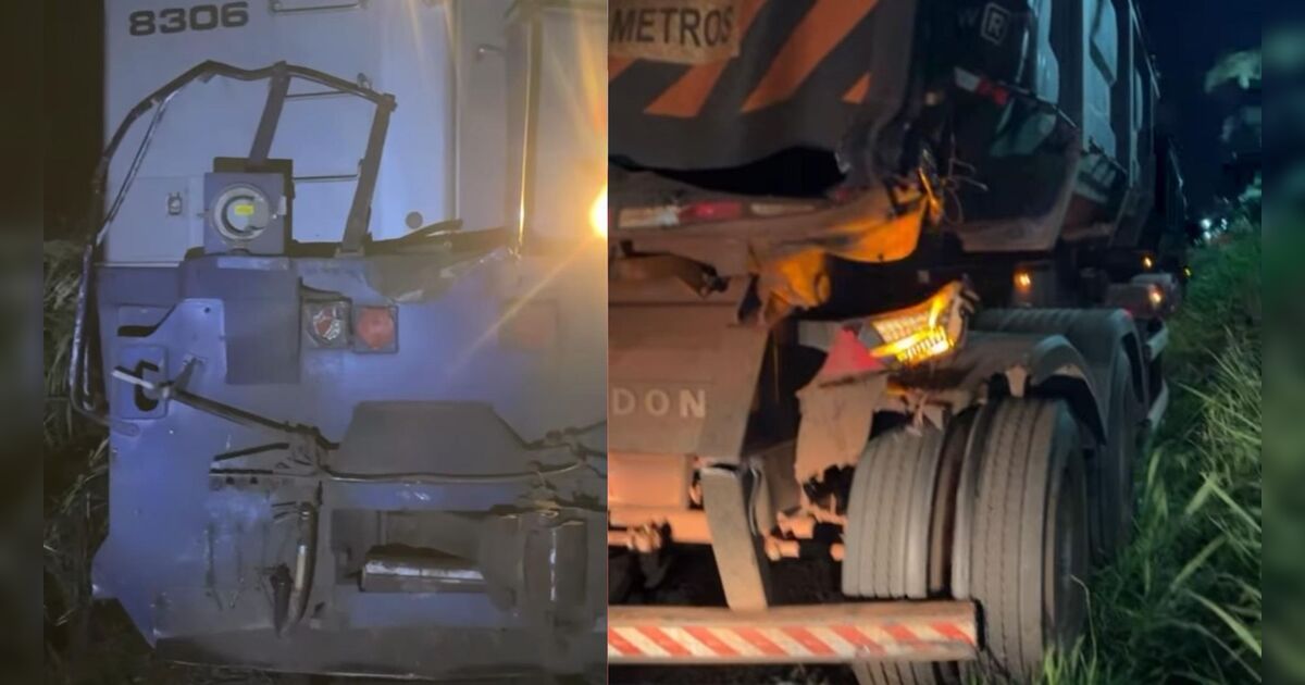 Colisão entre trem e caminhão mobiliza Samu e Defesa Civil em Jandaia do Sul