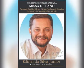 Missa neste sábado (09) em Apucarana marca um ano da morte de Edinei Junior