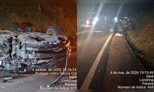 Motorista morre após carro bater em carreta e capotar na PR-445
