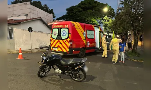 Casal é hospitalizado após colisão entre moto e carro próximo ao Premen em Apucarana