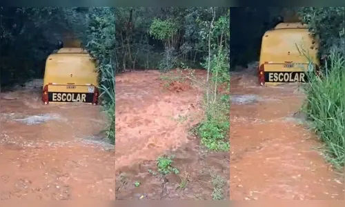 Temporal deixa ônibus escolar ilhado e provoca estragos no Paraná