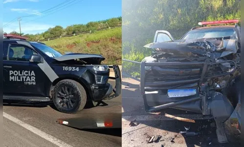 Policiais da Rotam ficam feridos após batida entre viatura e caminhão guincho